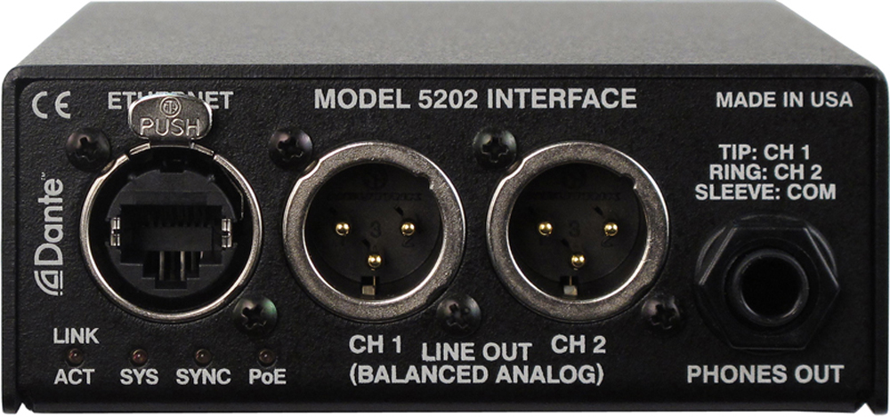 Model 5202 Dante to Phones and Line Output Interface