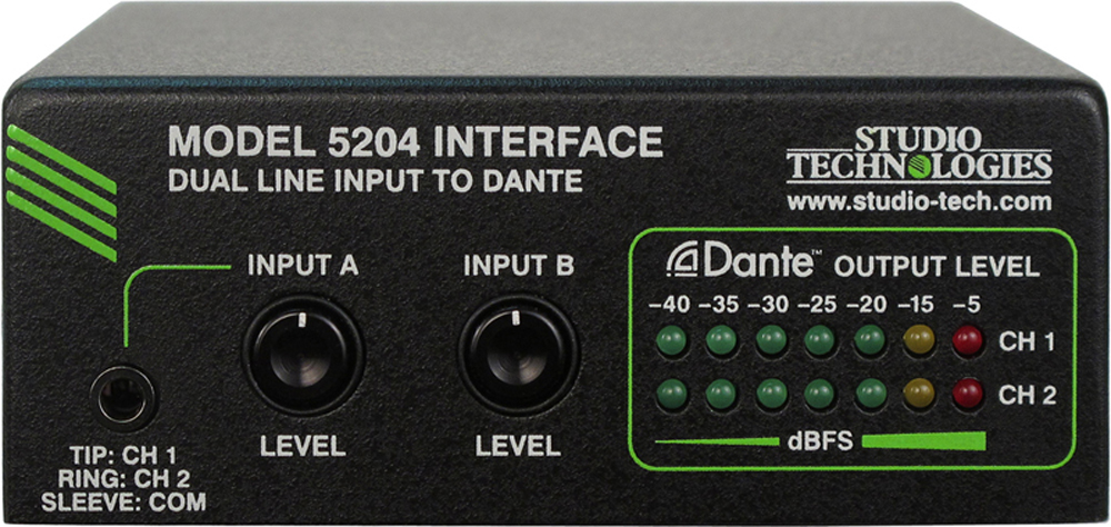 Model 5204 Dual Line Input to Dante Interface