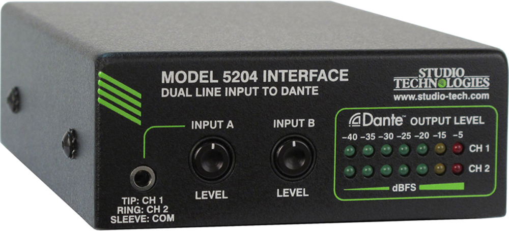 Model 5204 Dual Line Input to Dante Interface