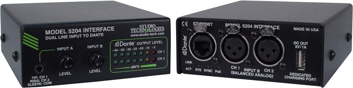 Model 5204 Dual Line Input to Dante Interface