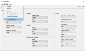 STcontroller Software Application Example of Product-Specific Dialog