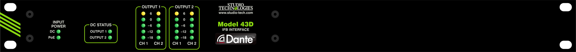 Rack-Mount Front Panel for One Model 43D IFB Interface Unit (Order Code: M43DRM-1)