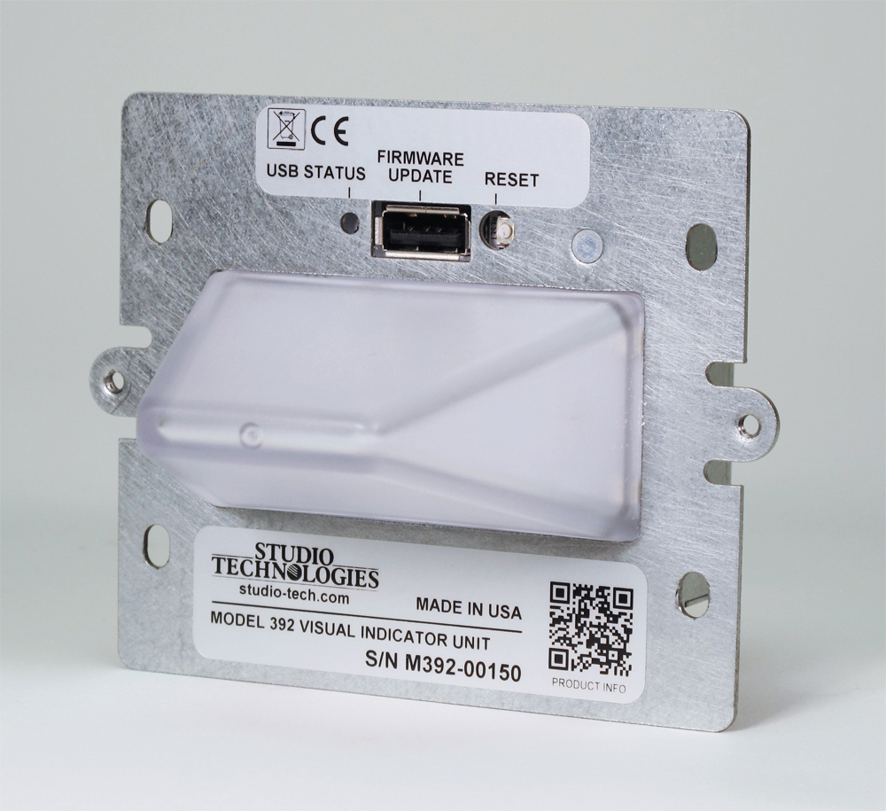 Model 392 Dante-Enabled Visual Indicator Unit Front Angle View