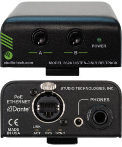 Model 362A Listen-Only Beltpack Top and Bottom Views